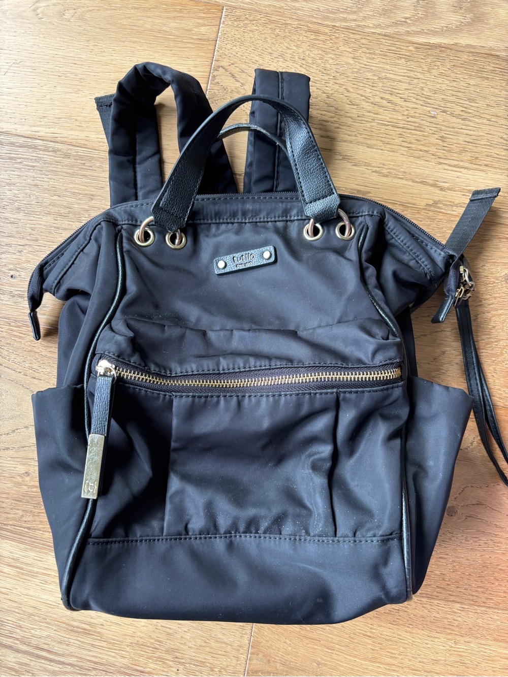 Tutilo new york pivot collection nylon and leather backpack